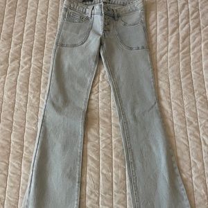 low waisted blue flare jeans